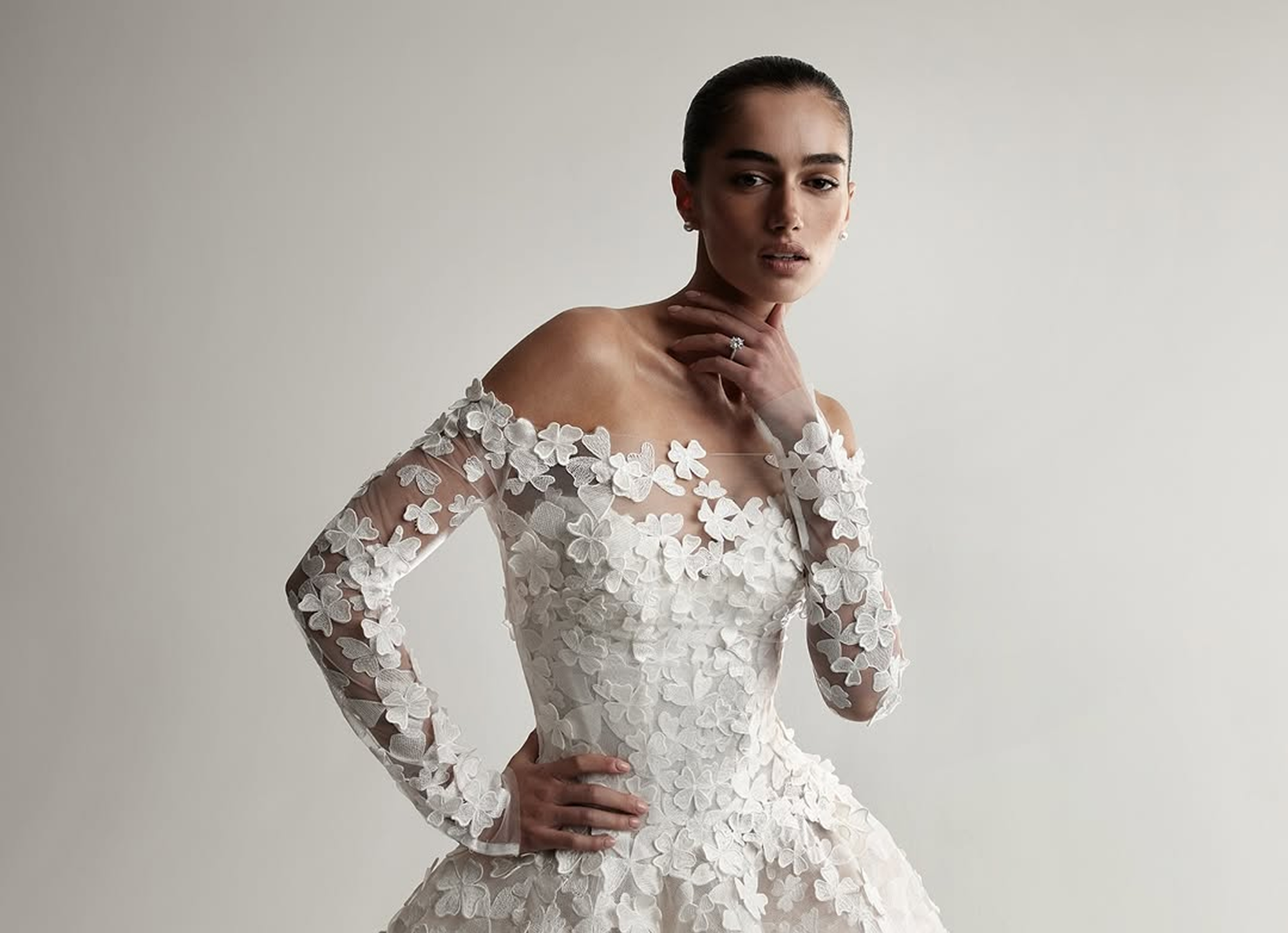 Photo of Model wearing a bridal gown by Monique Lhuillier