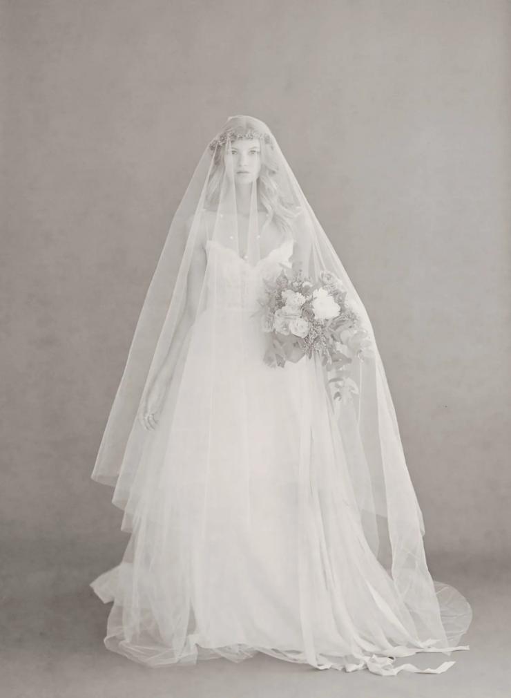 Twigs & Honey Pearl Bridal Veil - Pearl Chapel Train Veil - Style #968 Short Chapel (65)