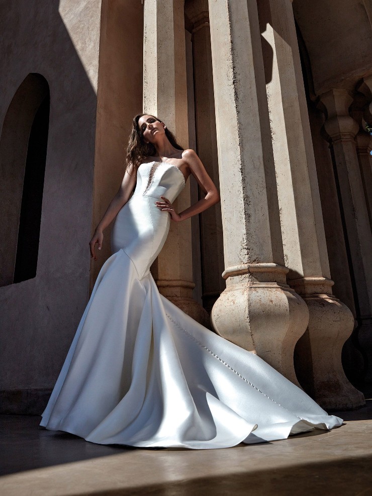 pronovias beaded wedding dress White One Bridal NICKI Size 16 Pronovias Wedding Dress Shimmer Tulle Princess V Neck Gown