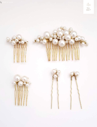 Twigs and Honey 937 | PEARL BUBBLES COMBS & PINS (SET OF 5) #0 Ivory/Brass thumbnail