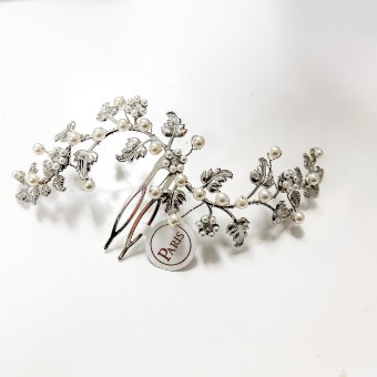 Paris Hat and Veil by Debra Moreland Hope Comb #1 Silver/Light Ivory/Cream thumbnail