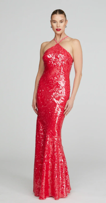 Halston Regine Sequins Gown #0 Guava thumbnail