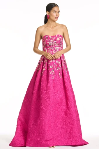 Sachin & Babi Embroidered Kiran Gown #0 Deep Fuchsia thumbnail