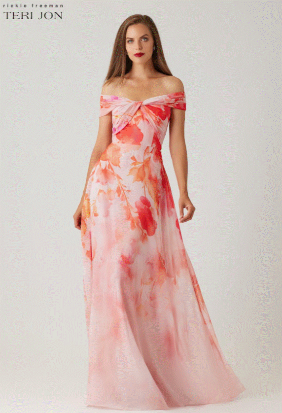 Teri Jon 266003 #0 Coral Multi thumbnail